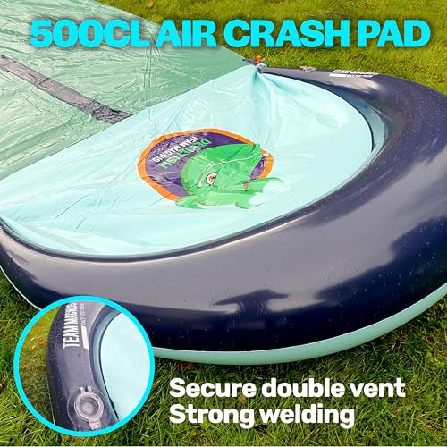 TEAM MAGNUS Slip and Slide - Central Sprinkler and XL Crash pad for Backyard Races (31ft)